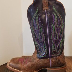 Ariat Purple and Brown Heeled Boots